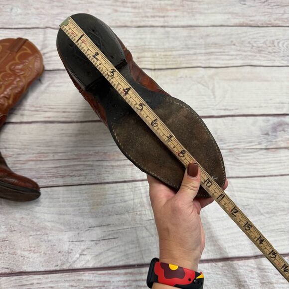 Vintage Tony Lama Eel Patchwork Cowboy Boots Brown Leather Western Size 11.5 D - Picture 13 of 13